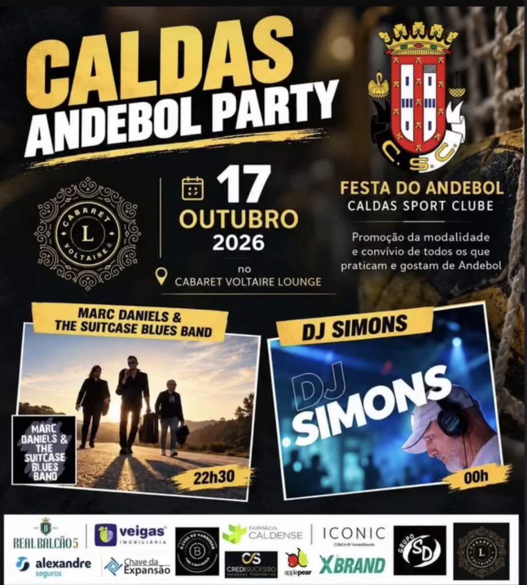 Marc Daniels and The Suitcase Blues Band with DJ Simons at the Caldas Andebol Party, Cabaret Voltaire Lounge, 17 October 2026